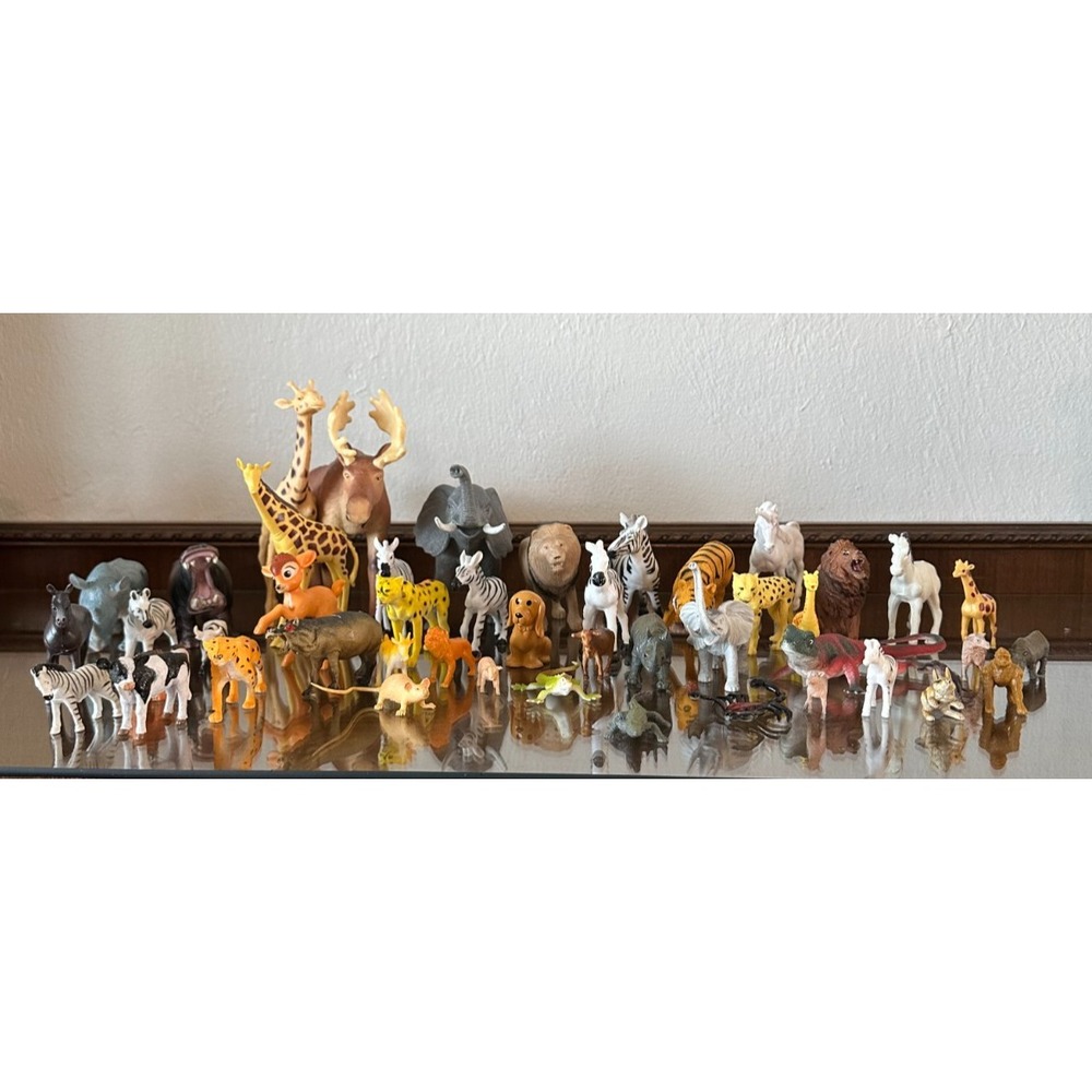 Jungle Animals‎ Rhinos, Monkeys, Hyenas, Tigers, Elephant, Zebras Lot of 47